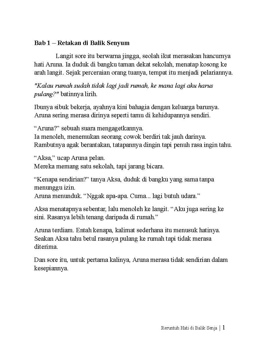 Halaman Buku — Reruntuh Hati Di Balik Senja