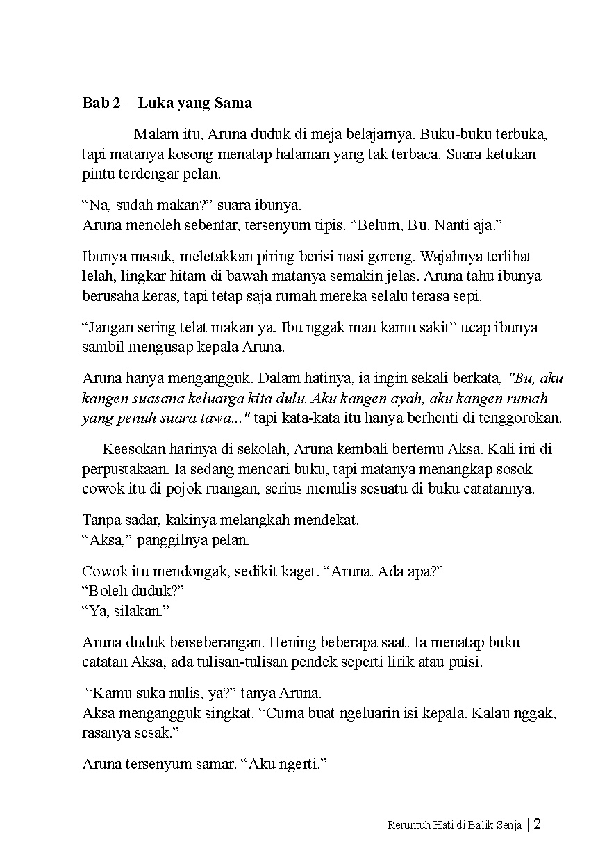 Halaman Buku — Reruntuh Hati Di Balik Senja